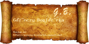 Gönczy Boglárka névjegykártya